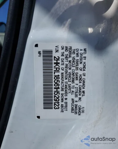 2001 Honda Odyssey Lx из США, поврежденный, VIN 2HKRL18561H529123